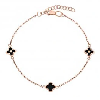 Золотой браслет Клевер с эмалью