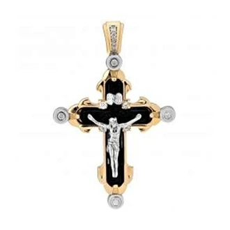 Золотой крестик с черной эмалью