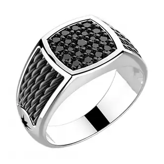 Мужской перстень с черными бриллиантами