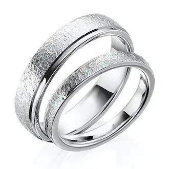 Парные обручальные кольца из белого золота